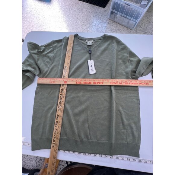 Tagio Mens Sweater XXL Light Green V-Neck Merino Wool Blend Classic Fit Knit - Picture 6 of 9